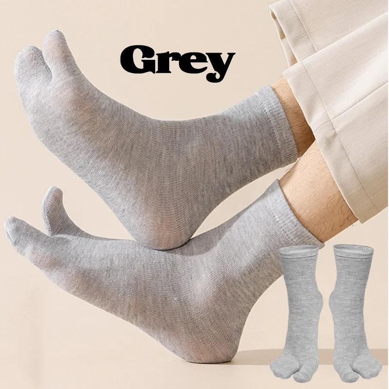 1-5Pairs Five/Two Fingers Toe Socks Breathable Autumn Socks Unisex Sports Running Absorb Sweat Antibacterial Mid-calf Socks 2025