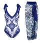 2026 New 2-Piece Women Bikini Set Bodysuit Skirt Cover Ups Sets Women Swimsuit Bandage Bathing Fashion Print Splice Beach Suit