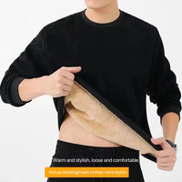 1pcs Men Thickening Velvet Warm Casual Top Men's Winter Long-sleeved Thermal Underwer Male Round Neck Fashion T-shirt M-5XL