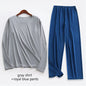 Large Size Men Ice Silk Pajamas Solid Shirt & Pants 2Pcs Pijamas Sleep Set Thin Home Clothing Sleepwear Summer Nightwear Suit