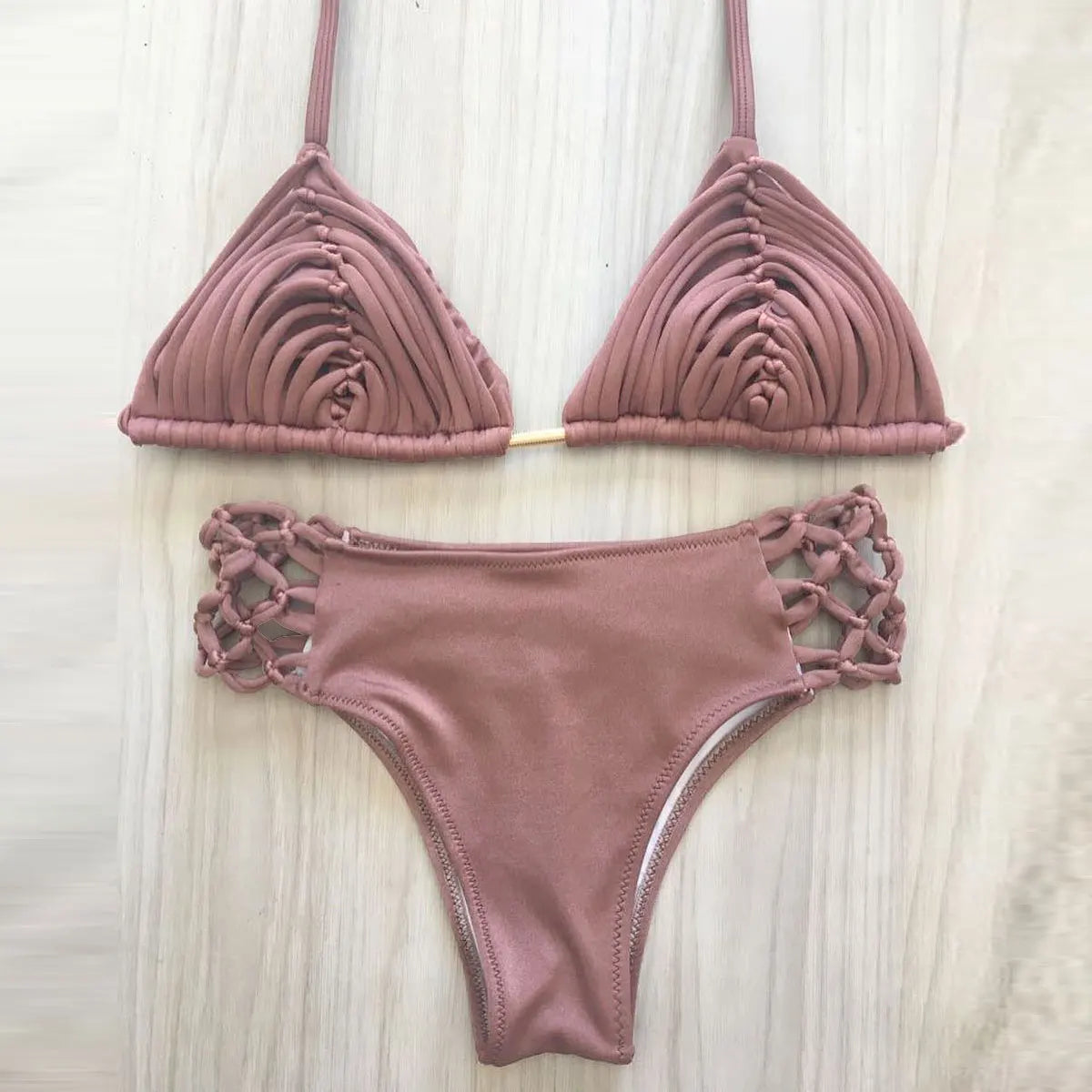 Sexy Braid Bikini Swimsuit Brazilan Bikini Set Swimwear for Women High Leg Halter Two Piece Bathing Suits Summer Female