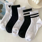 5 Pairs Fashionable Steady Solid Colour Black White Mens Socks Summer Autumn Vintage Student Boys Short Mens Low Ankle Socks