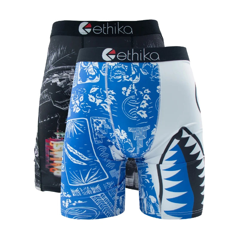 ETHIKA 2Pcs Men Boxershorts Mesh Breathable Crotch Mens Panties Men Underpants Underwear Plus Size Men's Boxers Briefs Trunks