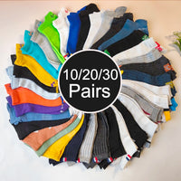 10/20/30 Pairs Random Men Socks Fashionable Letter Stripes Comfortable Breathable Sweat Absorbing Sports and Casual Ankle Socks