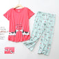 Pajama Sets for Women Summer Short Sleeve Plus Size Lightweight Sleepwear Suit Cute Fresh Homewear 2pcs Suits