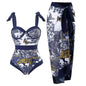 2026 New 2-Piece Women Bikini Set Bodysuit Skirt Cover Ups Sets Women Swimsuit Bandage Bathing Fashion Print Splice Beach Suit
