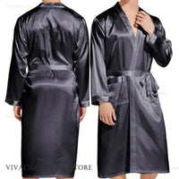 Burgundy Bridegroom Wedding Robe Long Kimono Bathrobe Gown with Pocket Belt Spring Summer Sleepwear Homewear Satin Loungewear
