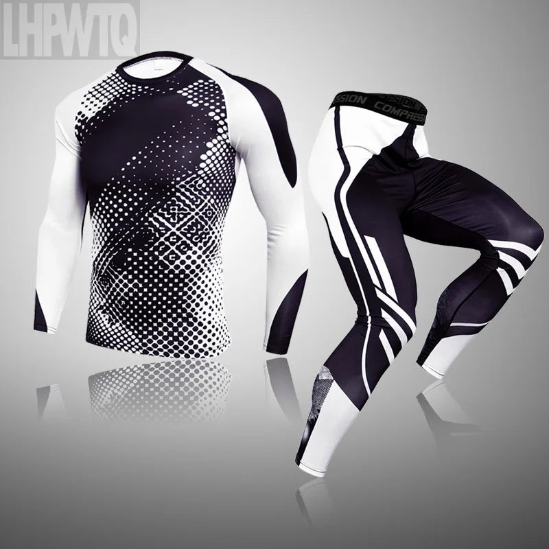 Men's Compression Sports Thermal Underwear Men Clothing Winter Sports Rashgard Track Suit Gym Bodybuilding Suit Second Skin Sets