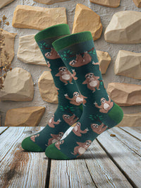 1 Pairs Cartoon Cute Sloth Cotton Socks Men Novelty Forest Animal Pattern Mid Socks For Men Streetwear Daily Socks