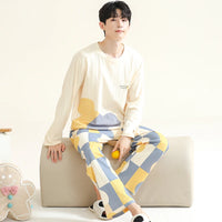 Autumn Cotton Pijama for Men Plus Size 3XL Lounge Pyjamas Set Male 2 Pieces Set Sleepwear Sleeping Top Pant Home Suit 2022