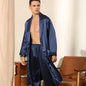 Men Pajamas Satin Kimono Robe Gown With Pants Thin Nightgown Two-pieces Bathrobe&Trousers Suit Summer Long Sleeve Nightwear