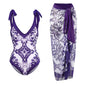 2026 New 2-Piece Women Bikini Set Bodysuit Skirt Cover Ups Sets Women Swimsuit Bandage Bathing Fashion Print Splice Beach Suit