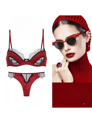French Style Sexy Lingerie Ultra Thin Eyelash Lace Bra for Large Breasts Anti Sagging Support Bra Minimizer Bras for Women S-XL