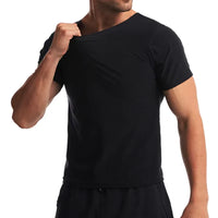 Men Sauna Sweat Short Sleeves Heat Trapping Shirts Sauna Suits Shapewear Waist Slimming Shaper Tops Workout Compression Shirts