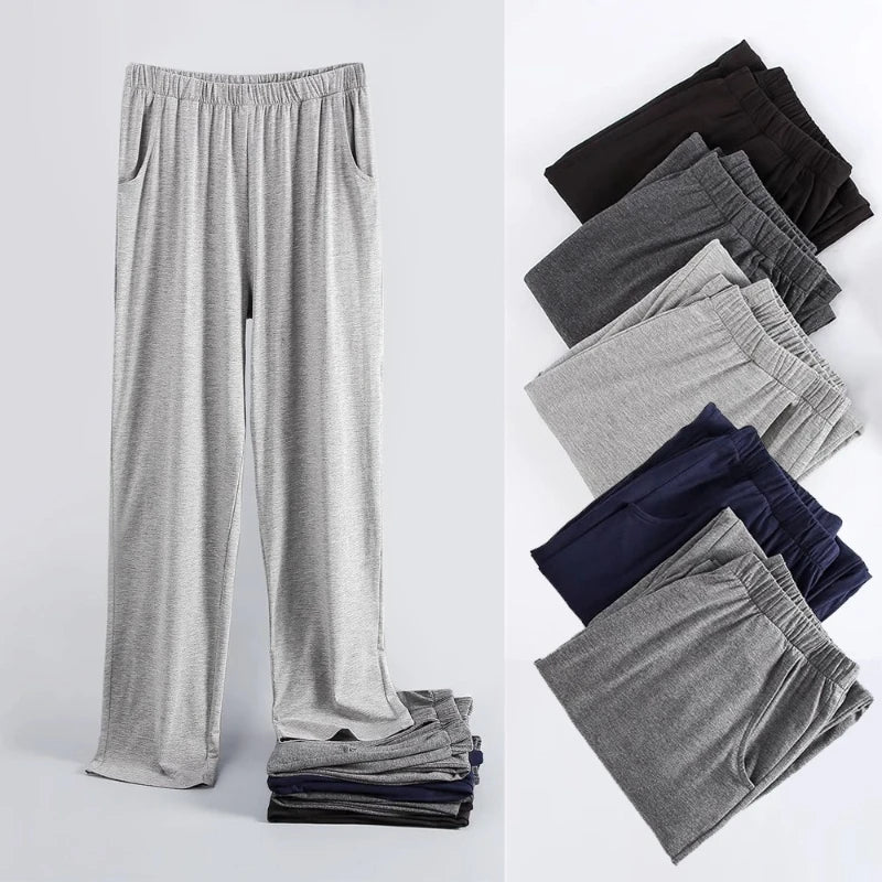 Men's Pajama Pants Modal Home Pants Thin Casual Loose Elastic Sports Morning Exercise Pants Simple Casual with Pocket Gray Soft