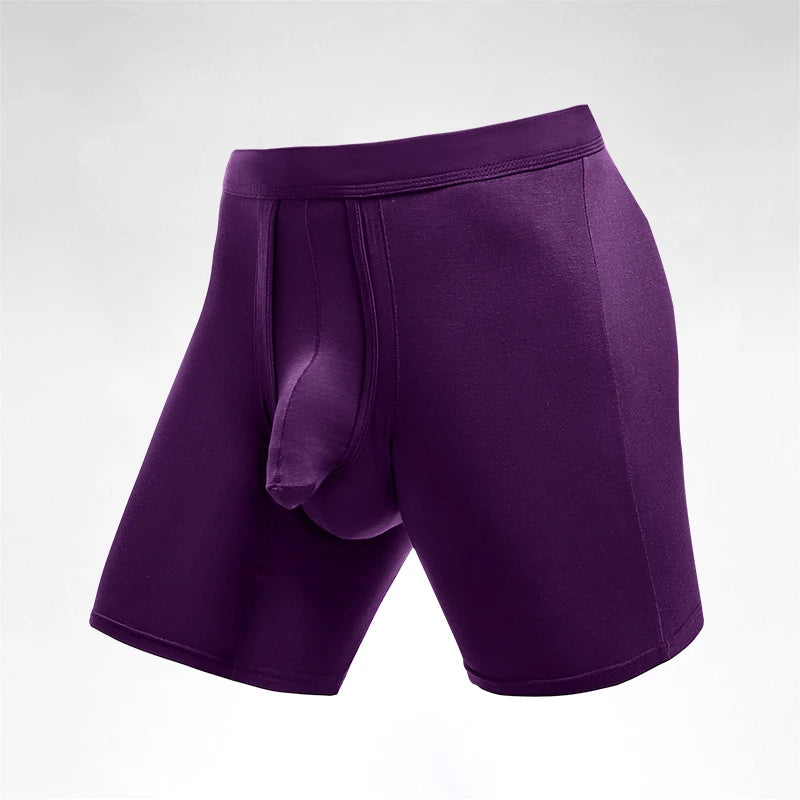 Men's extended sports underwear, men's gunball-style split four-corner anti-friction leg pants, large-sized breathable running f