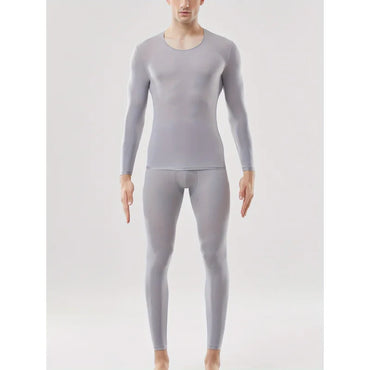 Autumn and Winter Men's Thermal Underwear Set - Semi-Transparent Comfortable Stretch Warm Top and Pants