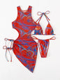 3 Pieces Bikini Set Women Leopard Halter Sexy Swimsuit 2026 Bikinis With Beach Cover Up Swimwear Backless Bandage Bathing Suit