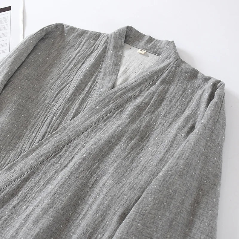 Japanese Style Cotton Men's Kimono Pajamas Robes for Spring and Summer Thin and Oversized Bathrobes Home Clothes Mens Pajamas