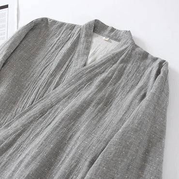 Japanese Style Cotton Men's Kimono Pajamas Robes for Spring and Summer Thin and Oversized Bathrobes Home Clothes Mens Pajamas