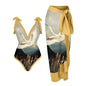 2026 New 2-Piece Women Bikini Set Bodysuit Skirt Cover Ups Sets Women Swimsuit Bandage Bathing Fashion Print Splice Beach Suit