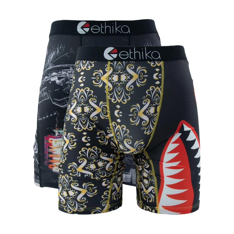 ETHIKA 2Pcs Men Boxershorts Mesh Breathable Crotch Mens Panties Men Underpants Underwear Plus Size Men's Boxers Briefs Trunks