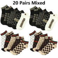 5/10/20 Pairs Winter Socks Men Short Breathable Luxury Socks Designer Brand Low-Cut Fashion Trendy Ankle Socks Geometric Pattern