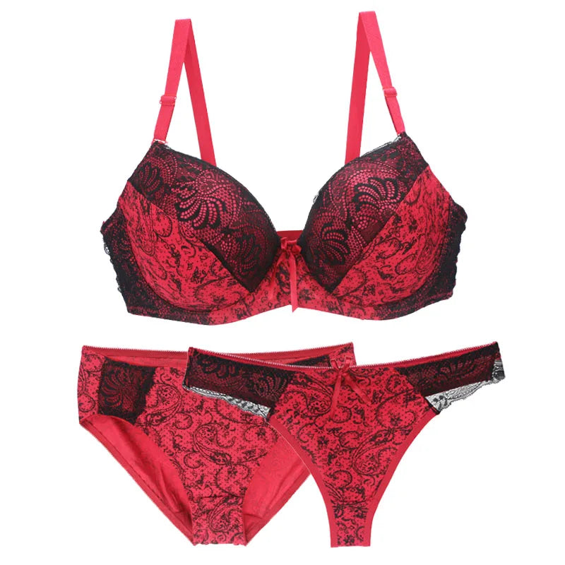 Nouvell Seamless Push Up Bra Sets For Women 3 Piece Underwear Transparent BCDEF Cup Beige Black Blue Purple Red White Lingerie