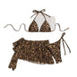 Leopard Print 3-Piece Bikini Set for Women Sexy Swimsuit Beach Party Swimwear Summer Tankini Beach Wear