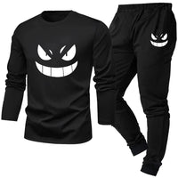 2-piece set of men's pajamas for spring summer autumn winter long sleeved pants geometric pattern base shirt home suit set