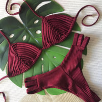 Sexy Braid Bikini Swimsuit Brazilan Bikini Set Swimwear for Women High Leg Halter Two Piece Bathing Suits Summer Female