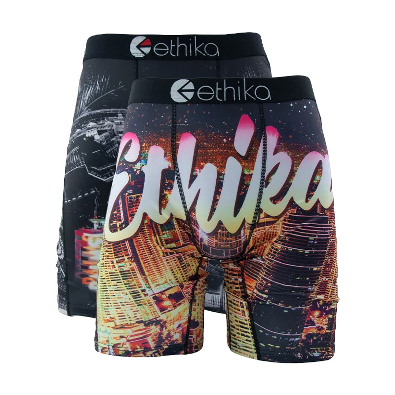 ETHIKA 2Pcs Men Boxershorts Mesh Breathable Crotch Mens Panties Men Underpants Underwear Plus Size Men's Boxers Briefs Trunks
