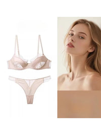 French Style Sexy Lingerie Ultra Thin Eyelash Lace Bra for Large Breasts Anti Sagging Support Bra Minimizer Bras for Women S-XL
