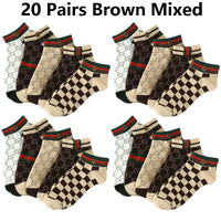 5/10/20 Pairs Winter Socks Men Short Breathable Luxury Socks Designer Brand Low-Cut Fashion Trendy Ankle Socks Geometric Pattern