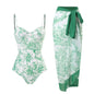 2026 New 2-Piece Women Bikini Set Bodysuit Skirt Cover Ups Sets Women Swimsuit Bandage Bathing Fashion Print Splice Beach Suit