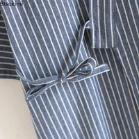 2026 Men's Summer 100% Cotton Pajama Sets Loose Bathrobes V-Neck Kimono Pijama Striped Half Sleeve and Shorts Men Homewear Suit