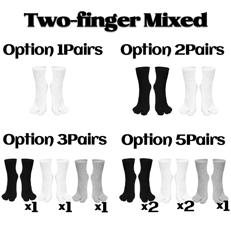 1-5Pairs Five/Two Fingers Toe Socks Breathable Autumn Socks Unisex Sports Running Absorb Sweat Antibacterial Mid-calf Socks 2025