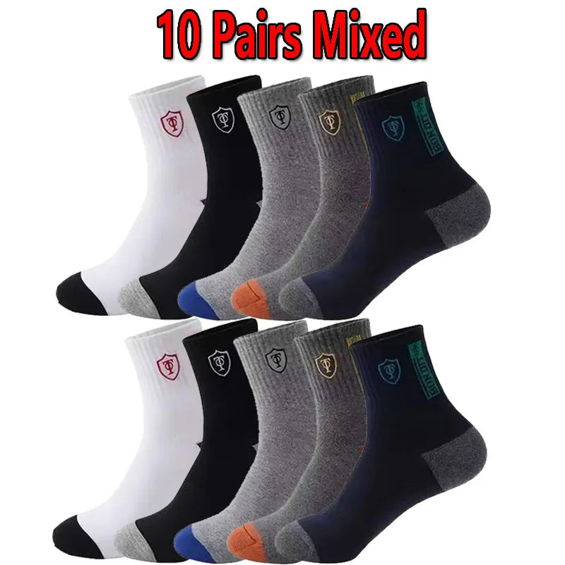 5/10 Pairs Bamboo Socks for Men Sweat Absorption Deodorant Fiber Sports Socks Breathable Solid Color Brand Business Sox