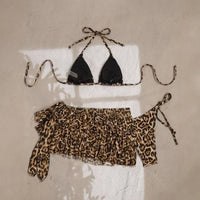 Leopard Print 3-Piece Bikini Set for Women Sexy Swimsuit Beach Party Swimwear Summer Tankini Beach Wear