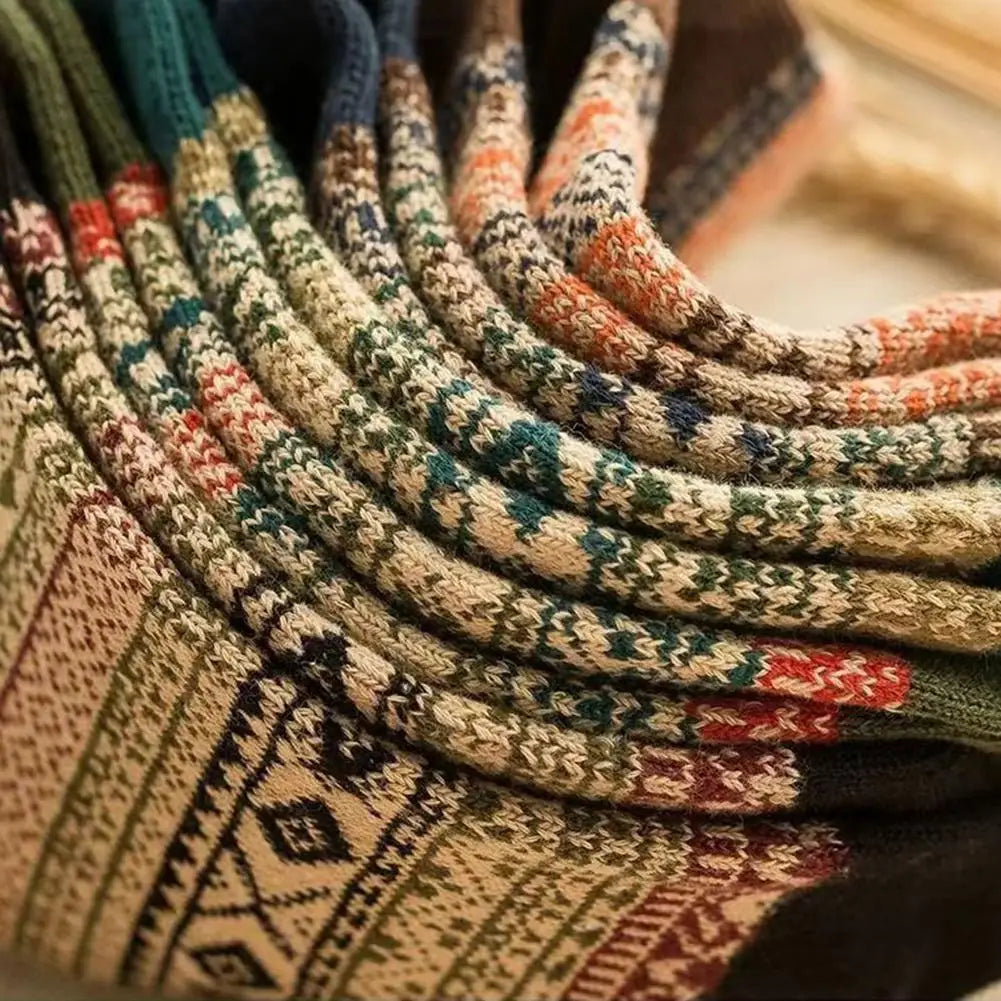 Men's Socks Retro Ethnic High Tube Stocks Autumn Winter Thick Warm Socks Japanese Thick Ins Socks Breathable