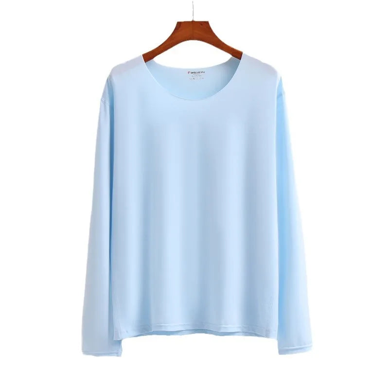 Large Size Men Ice Silk Pajamas Solid Shirt & Pants 2Pcs Pijamas Sleep Set Thin Home Clothing Sleepwear Summer Nightwear Suit