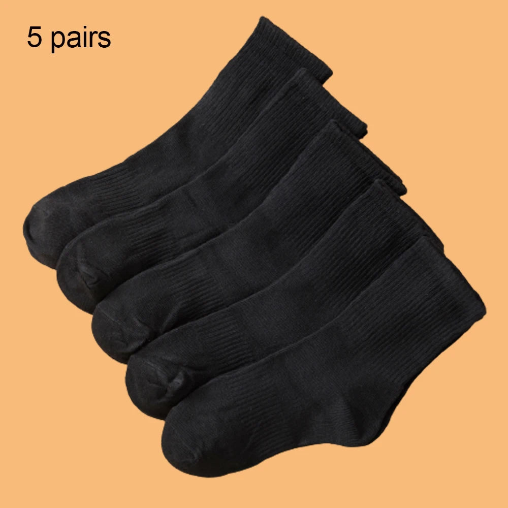 5 Pairs Fashionable Steady Solid Colour Black White Mens Socks Summer Autumn Vintage Student Boys Short Mens Low Ankle Socks