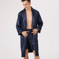 Men Pajamas Satin Kimono Robe Gown With Pants Thin Nightgown Two-pieces Bathrobe&Trousers Suit Summer Long Sleeve Nightwear