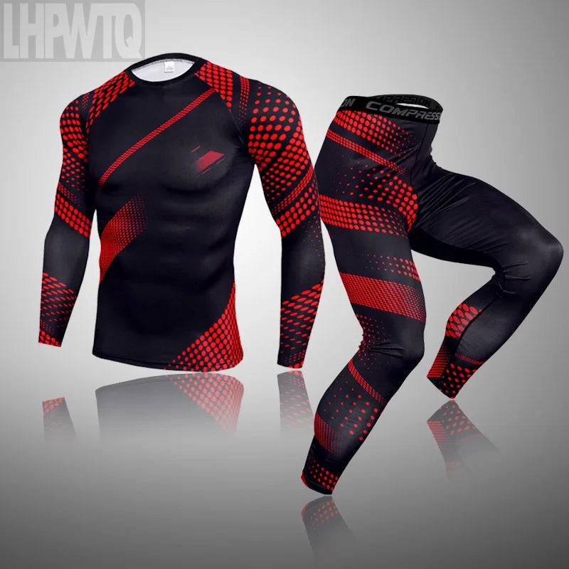 Men's Compression Sports Thermal Underwear Men Clothing Winter Sports Rashgard Track Suit Gym Bodybuilding Suit Second Skin Sets