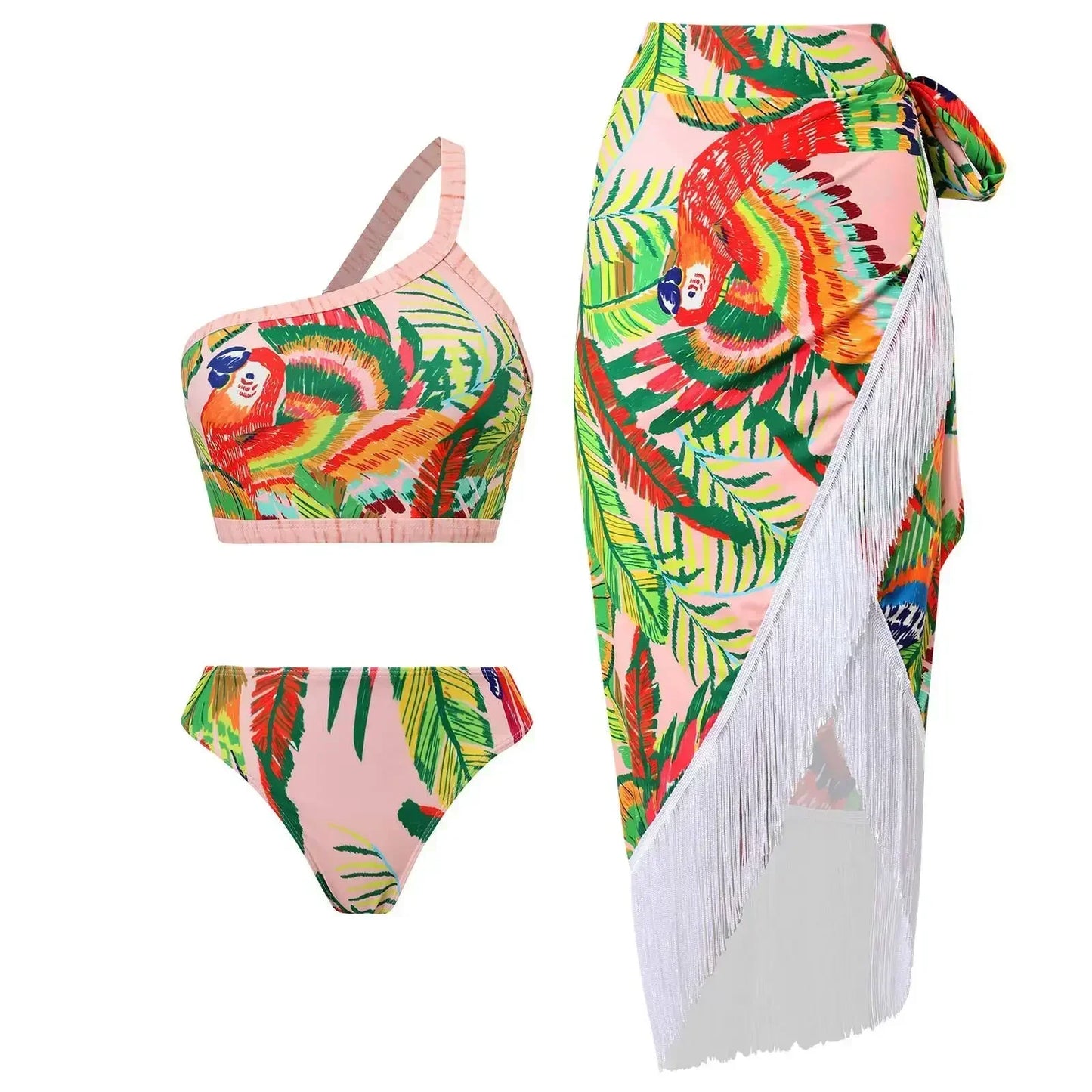 2026 New 2-Piece Women Bikini Set Bodysuit Skirt Cover Ups Sets Women Swimsuit Bandage Bathing Fashion Print Splice Beach Suit