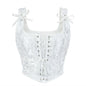 Blue Jacquard Corset Sexy Shoulder Straps Overbust Bustiers Crop Top Lace Up Brocade Vest Lingerie Gothic For Women Outfit