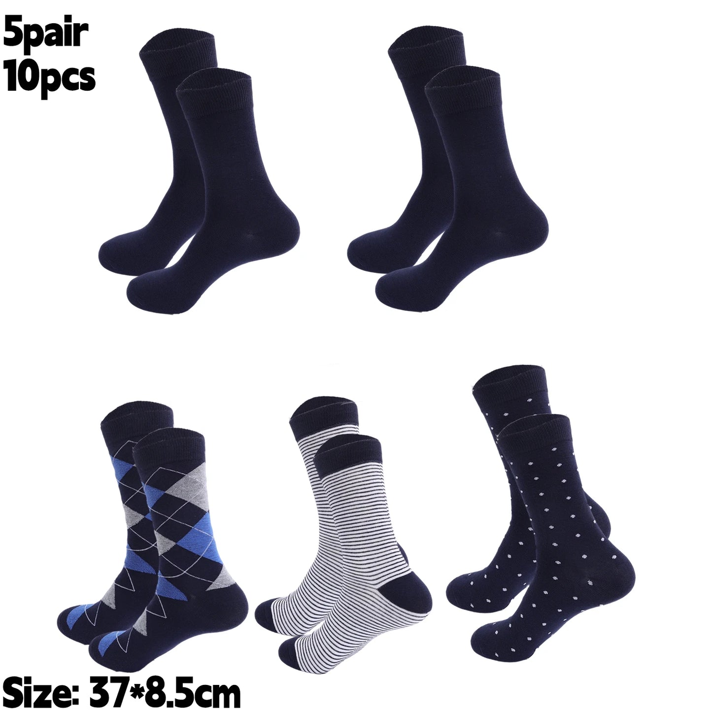 5Pairs/Set Mens Business Fashion Long Socks High Quality Cotton Crew Stocking Black Cool Breathable Male Casual Chinel Dot Socks