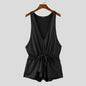 INCERUN Men Sleeveless Sexy Bodysuits 2024 Summer Deep V-Neck Elegant Fashion Onesies Handsome Comfortable Homewear Loungewear