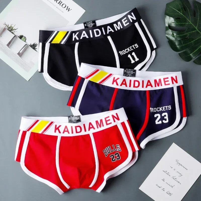 3 Pieces Mens Boxer Shorts 2024 New Multicolor Cotton Mens Underwear Boxer Summer Mid Waist Underpants Breathable Men's Panties