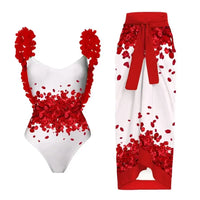 2026 New 2-Piece Women Bikini Set Bodysuit Skirt Cover Ups Sets Women Swimsuit Bandage Bathing Fashion Print Splice Beach Suit